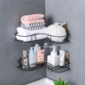Bathroom Corner Storage Shelves Wall Mounted Rack Shampoo Holder Iron Shower Drain Basket Punch-Free Organizer_The Asia Express.