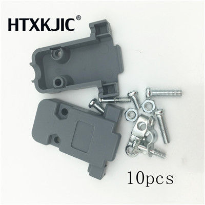 10Set RS232 serial port connector DB9 Male socket Plug connector 9 Pin copper RS232 COM adapter with Plastic Case DIY
