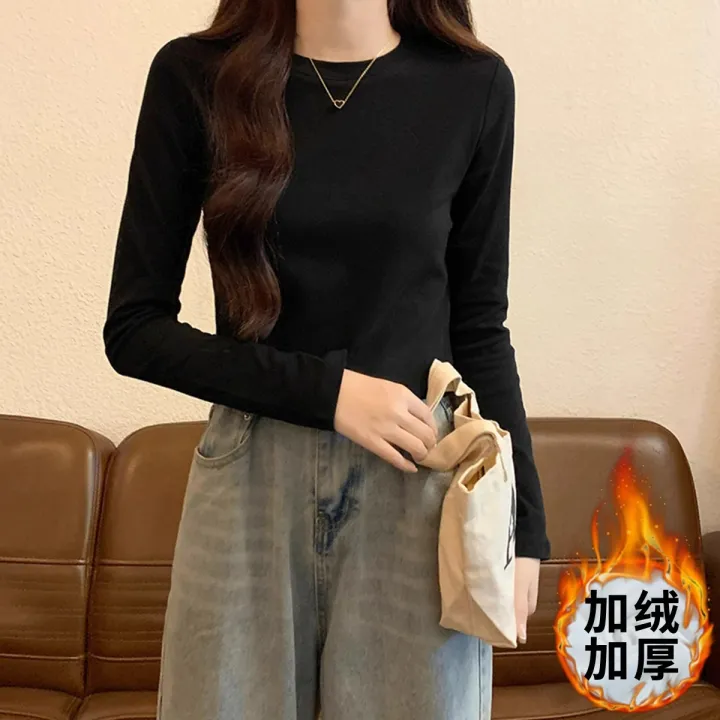 Women's%20cotton%20long-sleeved%20T-shirt%20elastic%20slim%20fit%20round%20neck%20tight%20inner%20wear%20simple%20all-match%20autumn%20and%20winter%20bottoming%20shirt%20top%20-%20Image%208