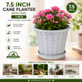 Planter Bamboo Resin Flower Pot7.5 inch Cane Planter With tray 1 pcs.