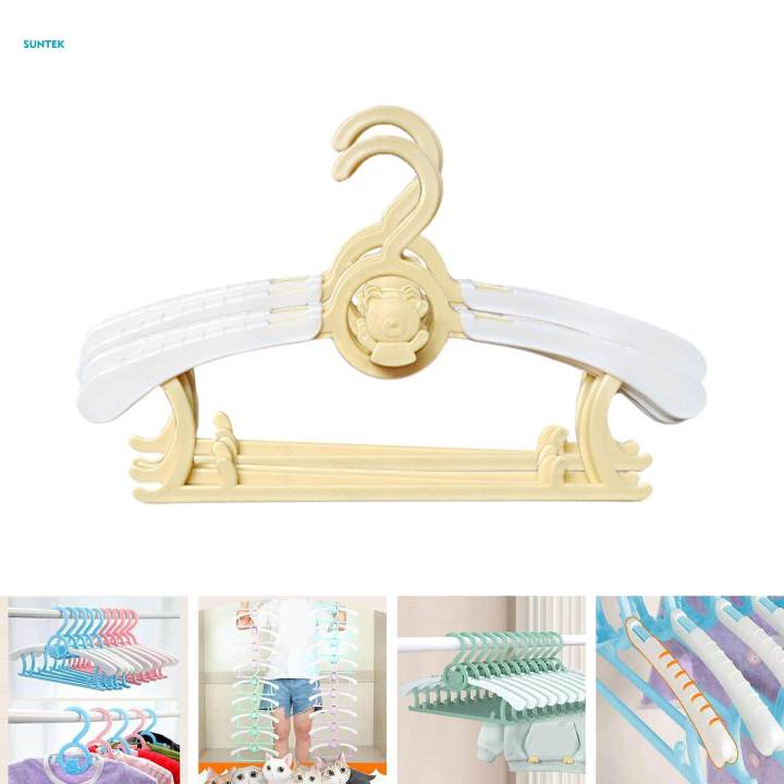 5 Pieces Kids Clothes Hangers Space Saving Laundry Infant Pant Hanger Windproof Extendable Baby Hangers for Closet Baby Boys Girls Toddlers