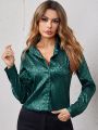 Women Leopard Print Luxury Blouse Spring Summer Long Sleeve Lapen Vintage Button Up Shirt Office Lady Satin Tunics Harajuku Top. 