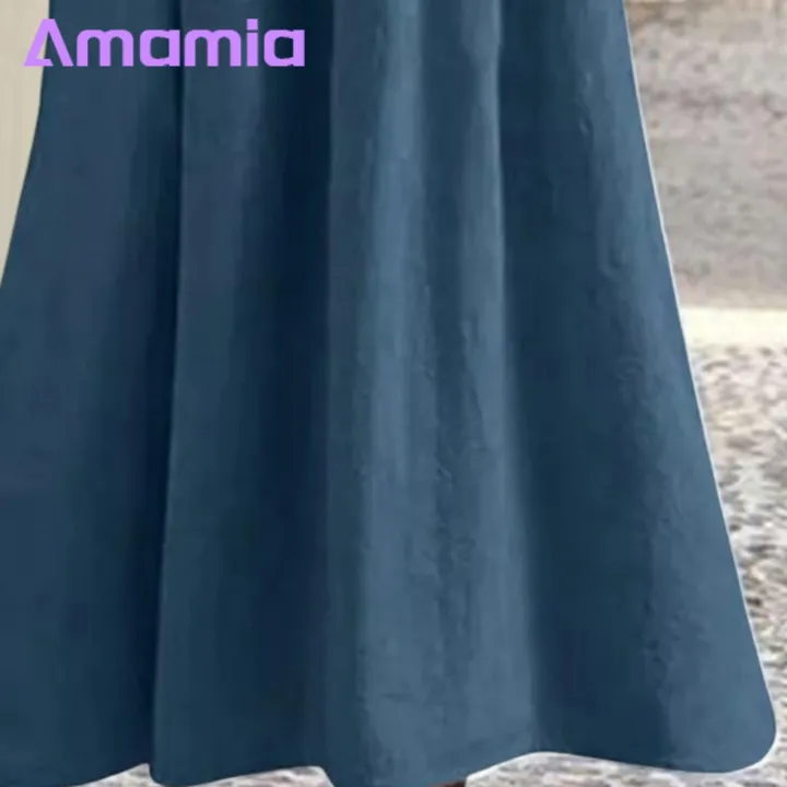 Amamia%20Casual%20Dress%20Pockets%20Women%20Pleated%20Flowy%20Hem%20Solid%20Midi%20Dress%20-%20Image%207