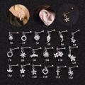 1 pc Heart Hexagon Crystal Tragus Ear Piercing Plug Stainless Steel Daith Earrings Helix Cartilage Studs. 