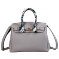 Lychee Pattern Birkin Bag With Personalized Silk Scarf Handbag.