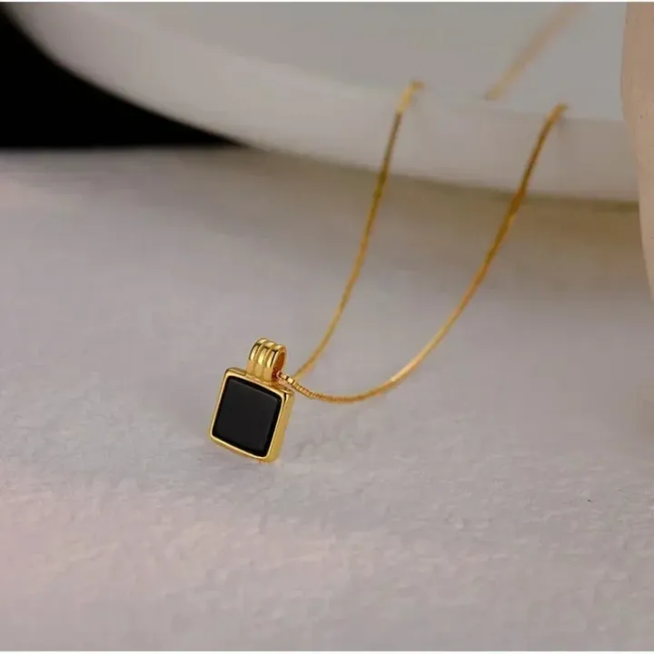 Retro%20Square%20Black%20Zircon%20Pendant%20Necklace%20Chain%20For%20Women%20Titanium%20Steel%20Simplicity%20choker%20Necklace%20Silver%20Plated%20Girls%20Jewelry%20Moonlight%20Shines%20-%20Image%202
