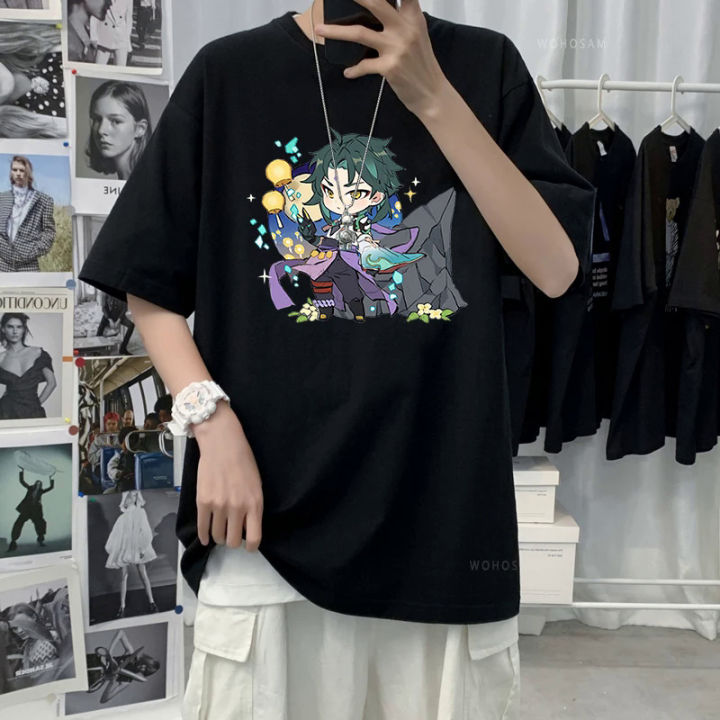 2023%20Fashion%20Game%20Anime%20Genshin%20Impact%20Kawaii%20Klee%20Qiqi%20Gan%20Yu%20Short%20Sleeve%20T-Shirt%20Harajuku%20Summer%20Casual%20Oversize%20Women%20Men%20T%20-%20Image%204