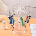 Metallic Counter Top Spinner Display Stand Convenient Multi-tiered Transparent Jewelry Rotating Ring Display Holder Compact. 