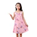 Children's Clothes Cotton Silk Pajamas Girl's Summer Pajama Skirt Little Girl Sling Princess Dress.