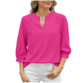 Female cloths Tops for Women Trendy Casual Basic T Shirts Light weight 34 Sleeve Solid V Neck Tees Blouses Clearance Sales.
