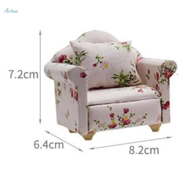1:12%20Scale%20Sofa%20Dollhouse%20Miniatures%20Furniture%20Floral%20Armchair%20-%20Image%203