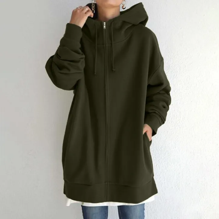 Women%20Zipper%20Long%20Jacket%20Coat%20Casual%20Loose%20Solid%20Color%20Outerwear%20Hoodies%20Ladies%20Long%20Sleeve%20Pocket%20Hooded%20Sweatshirt%20Overcoat%20-%20Image%202