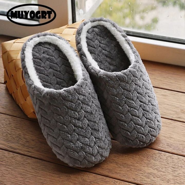 Autumn Winter Warm Slippers For Men Women Shoes Soft Plush Indoor Home Furry Slippers For Bedroom Couple Plush Slides