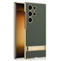 GKK Triumph Ultra-Thin Plain Leather Phone Case with Holder For Samsung Galaxy S24 Ultra 5G.