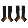 2X Compression Stockings Nylon Zipper Compression Sock Leg Knee Support Open Toe Varicose Veins Stretch Socks(Black)XXL. 