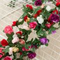 2.5M Artificial Peony Flowers Rattan String Decor for Wedding Home Hotel Garden Garden Roses Arch Door Decoration. 