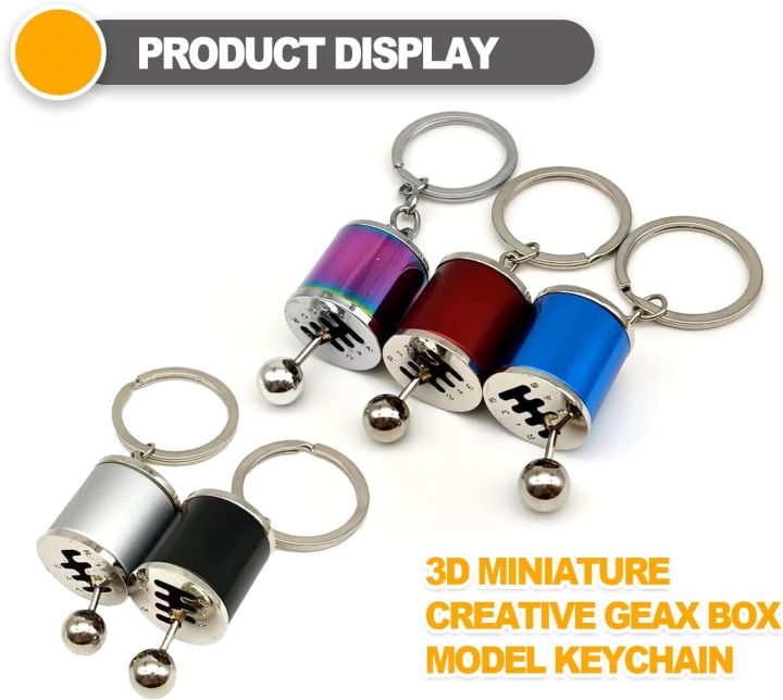 Shifter Gear Keychain, 6 Speed Gear Box Shifter , Mini Car Gear Shift Stick Knob Keyring, Car Key Fob Keychain Accessories