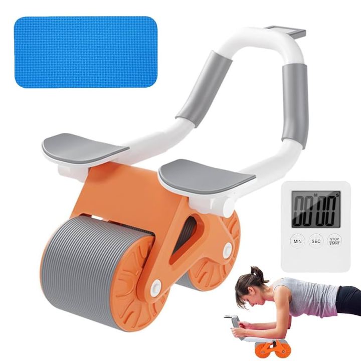 Abdominal Roller Ab Wheel Roller Automatic Rebound Ab Roller Wheel Abdominal Exercises Abdominal Exercise Equipment with Knee Pad Elbow Support & Meter for Home Gym Strength Workouts- Citizen Sports