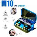 M10 TWS Earphones - 9D Stereo, LED Digital Display, Touch Control, CVC 8.0 Noise Reduction Technology with 2000mAh Mini Power Bank Charging Box - Bluetooth Headphones. 