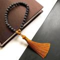 【The road to happiness Store】Natural Black Onyx Stone Rudraksha 33 Prayer Beads Muslim Tasbih Prayer Ciristal Tassel Rosary Women Men 1pc. 