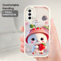 FINDWORLD for Redmi Note 11/Note 11S Cartoon Cute Rabbits Lambskin Texture Soft Silicone PU Leather Back Cover Phone Case.