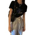 Korean Style Girl Cherry Design Sense Niche Ruffled Short Sleeves T T-shirt Women's Summer Sweet and Spicy Style ins Short. 