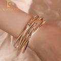 Enacolor Simple Opening Geometric Cross Bangle for Women Girl Accessories Fashion New 2025.