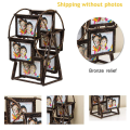 Retro Vintage Rotating Wheel Picture Frame, Personalized Family Photo Frame Shows for 12 Photo Home Decor A. 