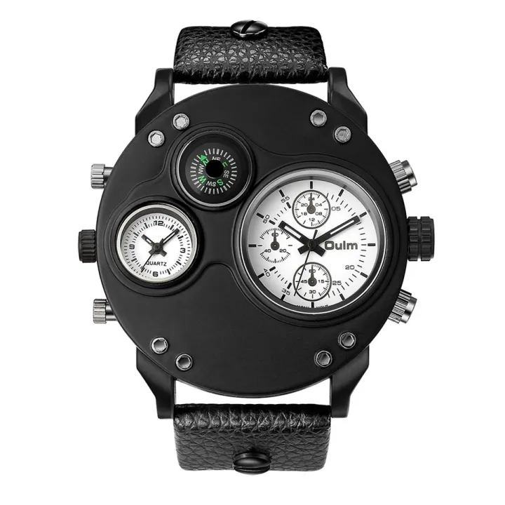 Men Quartz Sports Watch Multifunction Dual ime Zones Compass Wrist Watch