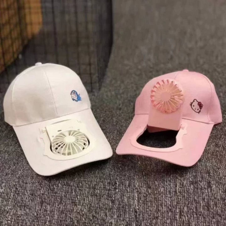 USB Charge Sunscreen Fan Hat Summer Outdoor Sport Hats Sun Protection Baseball Cap with Cooling Fan - Pink