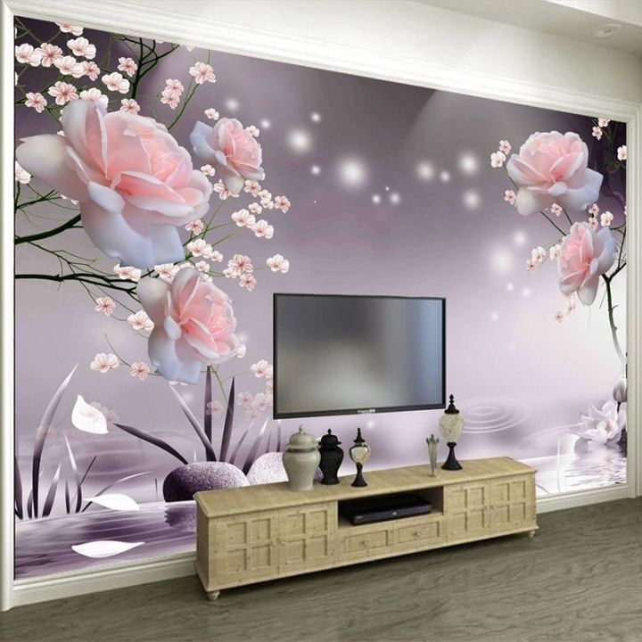 Custom%203D%20Wall%20Mural%20Modern%20Rose%20Flowers%20Wallpaper%20Living%20Room%20TV%20Sofa%20Bedroom%20Romantic%20Home%20Decor%20Papel%20De%20Parede%20Sala%20Frescoes%20-%20Image%202
