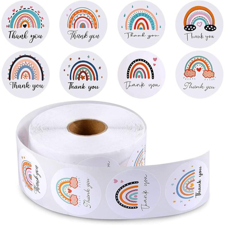 Rainbow Thank You Label Stickers 1.5 inch Round Adhesive Label small Business Sticker for Envelope Card gift Packing Decor