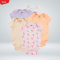 Pack of 5 Pcs Multicolor Half Sleeve Organic Cotton Baby Romper Combo From Levin. 