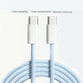 For 15 Macaron Data Cable Dual Type-C Fast Charging Braided Data Cable C to C 60W 100cm Charging Cable,Gray White Easy to Use. 