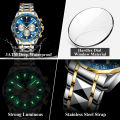 POEDAGAR 815 brand sports waterproof luminous date chronograph stainless steel quartz men's watch. 