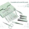 Nail Clippers Set, 16pcs Manicure & Pedicure Tools, Stainless Steel Nail Cutter Kit for men and women, with Leather Bag, Travel Grooming Kit for Facial, Cuticle and Nail Care. 