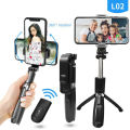 100cm Tripod Stand + Selfie Stick Foldable Mini Tripod with Fill Light Bluetooth Remote Shutter Retractable Rod for Phone Q07. 