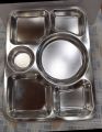 Stainless steel 6 compartments serving tray dishes platters plate Indian thaali partition tray heavy quality imported serveware. 