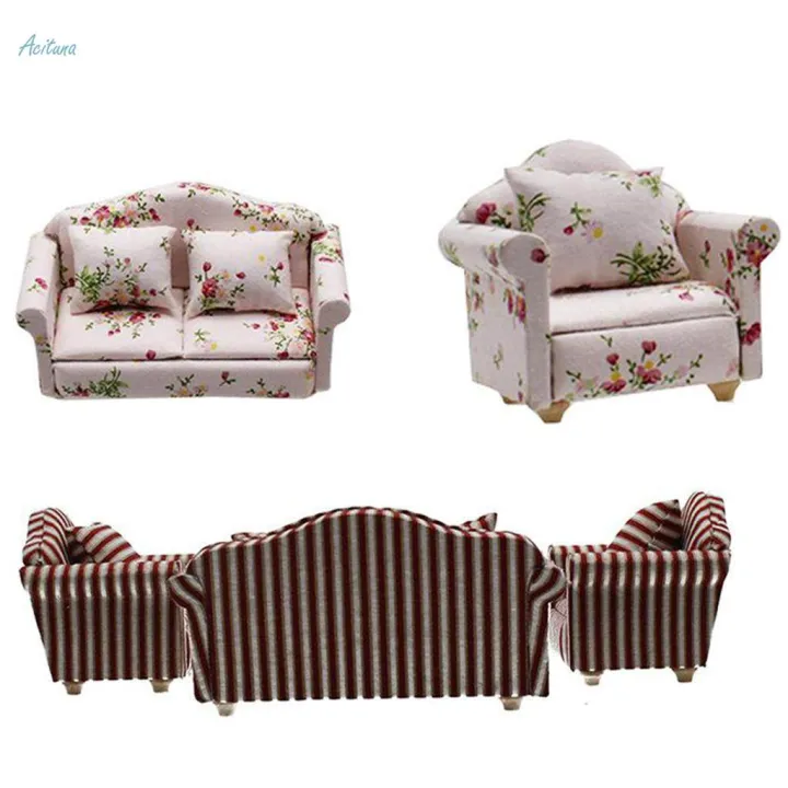 1:12%20Scale%20Sofa%20Dollhouse%20Miniatures%20Furniture%20Floral%20Armchair%20-%20Image%204