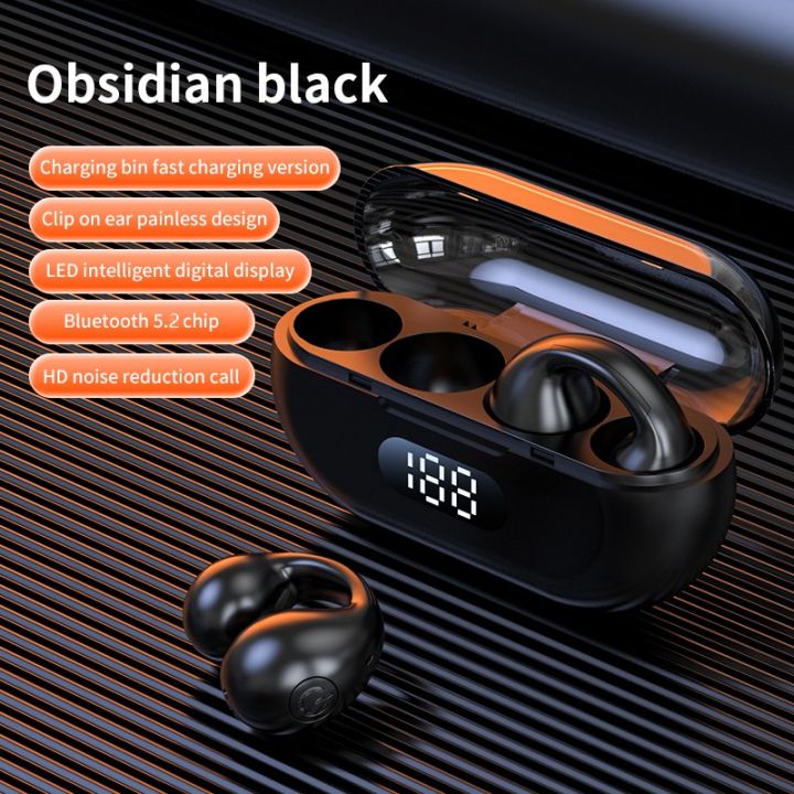 【Youyi】Comfortable To Bluetooth 5.2 Headphones,True Ear-clip Earphones with Power Display Charge Box,Open Ear Non-In-Ear Headset for Outdoor Cycling Running Meeting