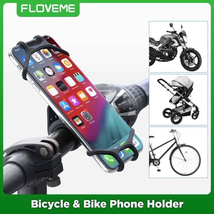 Floveme Bicycle & Bike Phone Holder Tough Flexible Anti Slip Silicone Material Bike Mount Holder Universal Design Cycle Phone Holder