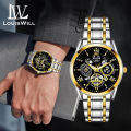 LouisWill Men Watch Men's Fashion Simple Three-Eyed Design Calendar Waterproof Steel Band Watch Waterproof Quartz Watch Fashion Men Watches Luxury Men Watch Business Casual. 