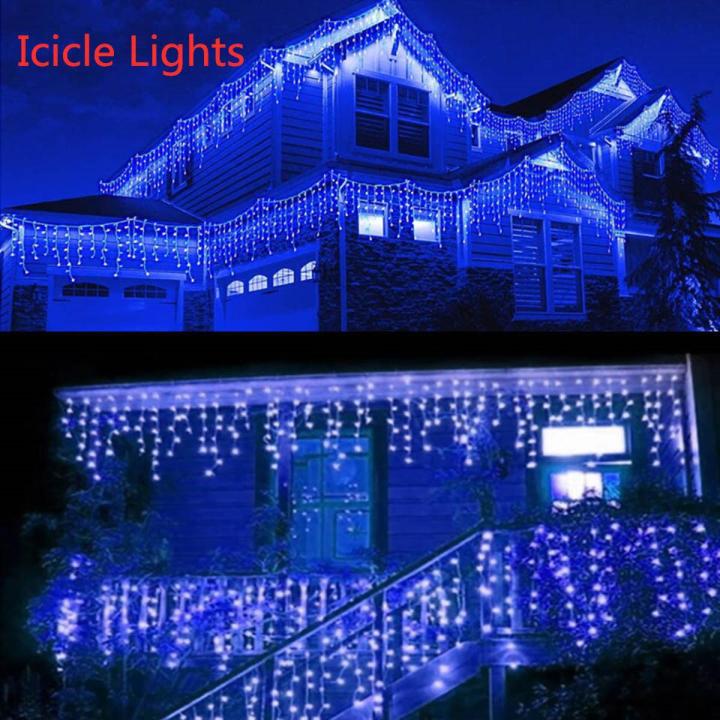 Waterproof Outdoor Curtain Icicle Lights Droop 0.4-0.6m LED Fairy String Light for Wedding Christmas Holiday Home Decoration--Blue--