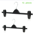 12 pieces Cloth Hanger With Swivel Black Hook - Black Plastic Clip cloth Hangers. 