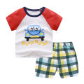 GC 2-piece Boys Round Neck Short Sleeves T-shirt Shorts Two-piece Set Breathable Cotton Suit. 