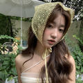 French Embroidery Hair Scarf Soft Texture Sweet Lace Summer Fashion Headscarf Retro Style Lightweight Fabric Lace Triangle Scarf for Spring Accessory Casual Outfit Addition Women's Fashion Hair. 