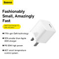 Baseus GaN5 Charger 20W Fast Charger 1C CN Adapter For Iphone 14 13 12 11 Series.