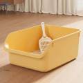 Semi Enclosed Cat Bedpan Cat Litter Container Cat Toilet Sand Box yellow.