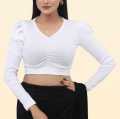 Jesan Cotton Half Body Full Sleeve Crop Tops Blouse for Women. 