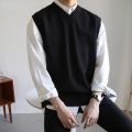 Men's Sleeveless Sweater Vest Simple All-match V Neck Solid Basic Cozy Tops Korean Style Ins Knitted Plus Size M-3XL.